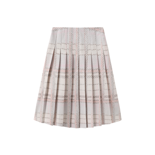 TUSTELLO PALE PINK PLAID PLEAT SKIRT