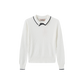 TUSTELLO IVORY RIBBED KNIT TRIM SWEATER