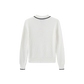 TUSTELLO IVORY RIBBED KNIT TRIM SWEATER
