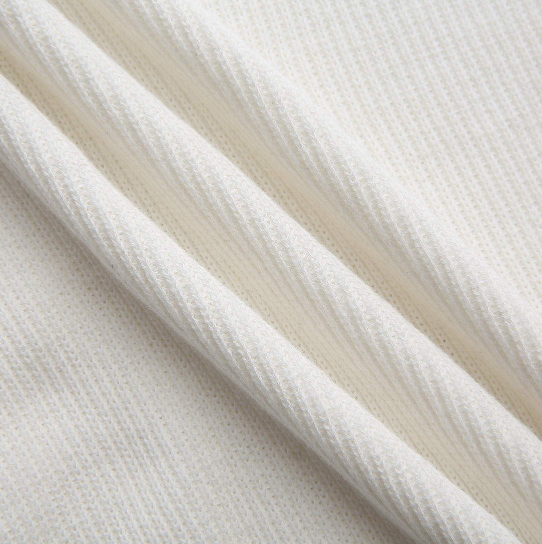 TUSTELLO IVORY RIBBED KNIT TRIM SWEATER
