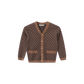 FRENCH HERITAGE BROWN/NAVY V DESIGN CARDIGAN