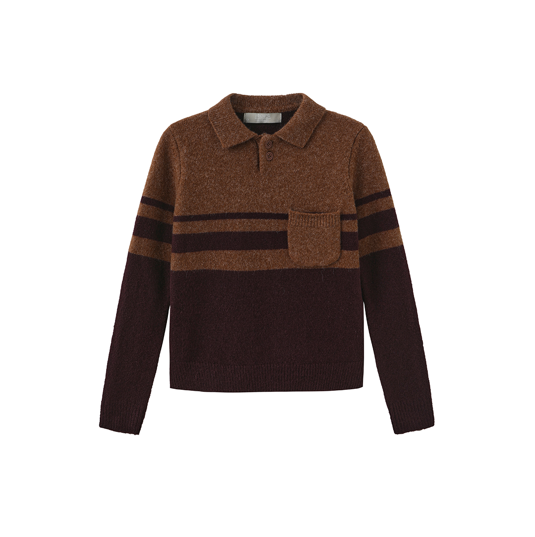 FRENCH HERITAGE BROWN/BURGUNDY STRIPE SWEATER SET