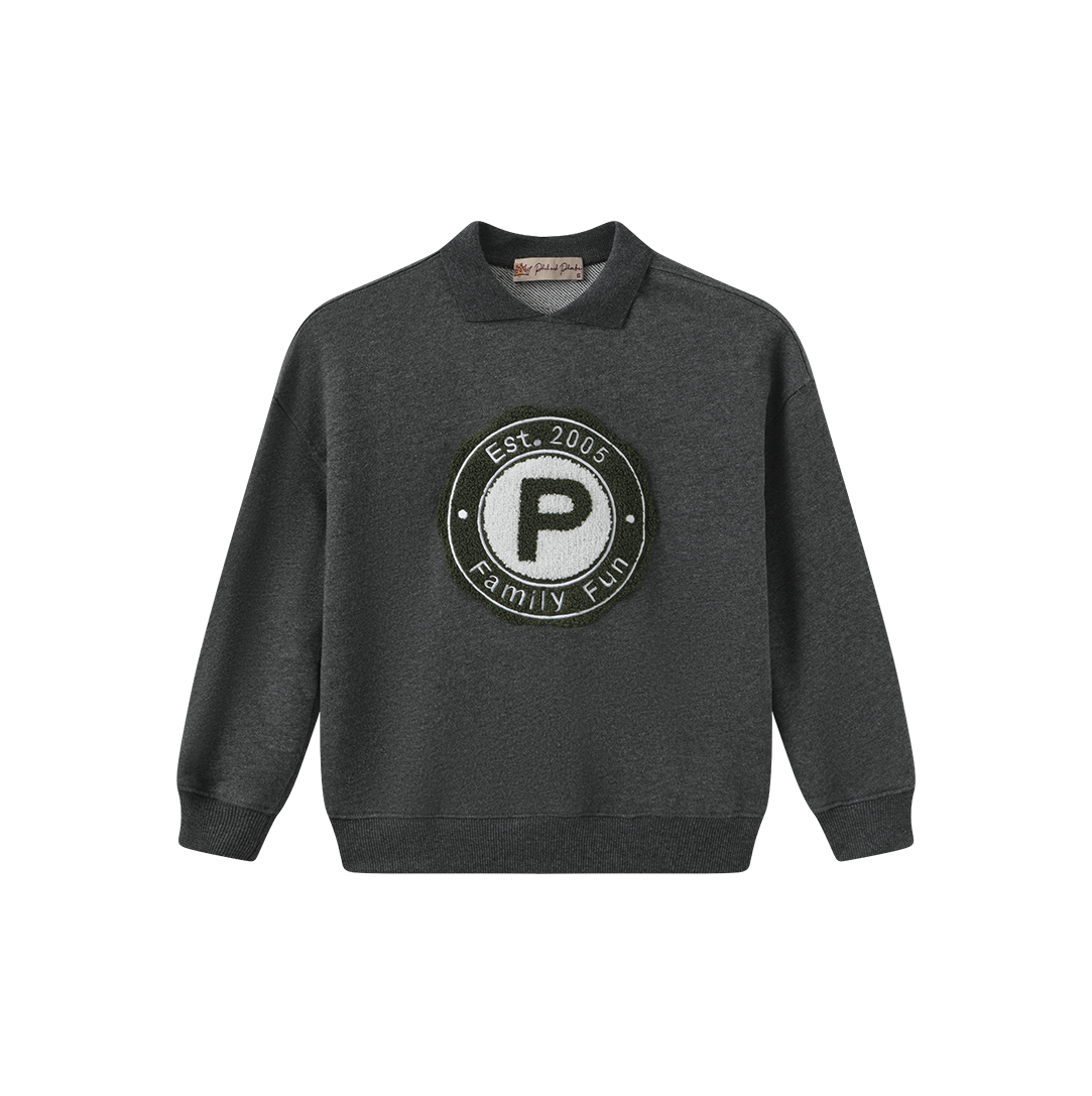 PHIL AND PHOEBE GREY CREST SWEATSHIRT