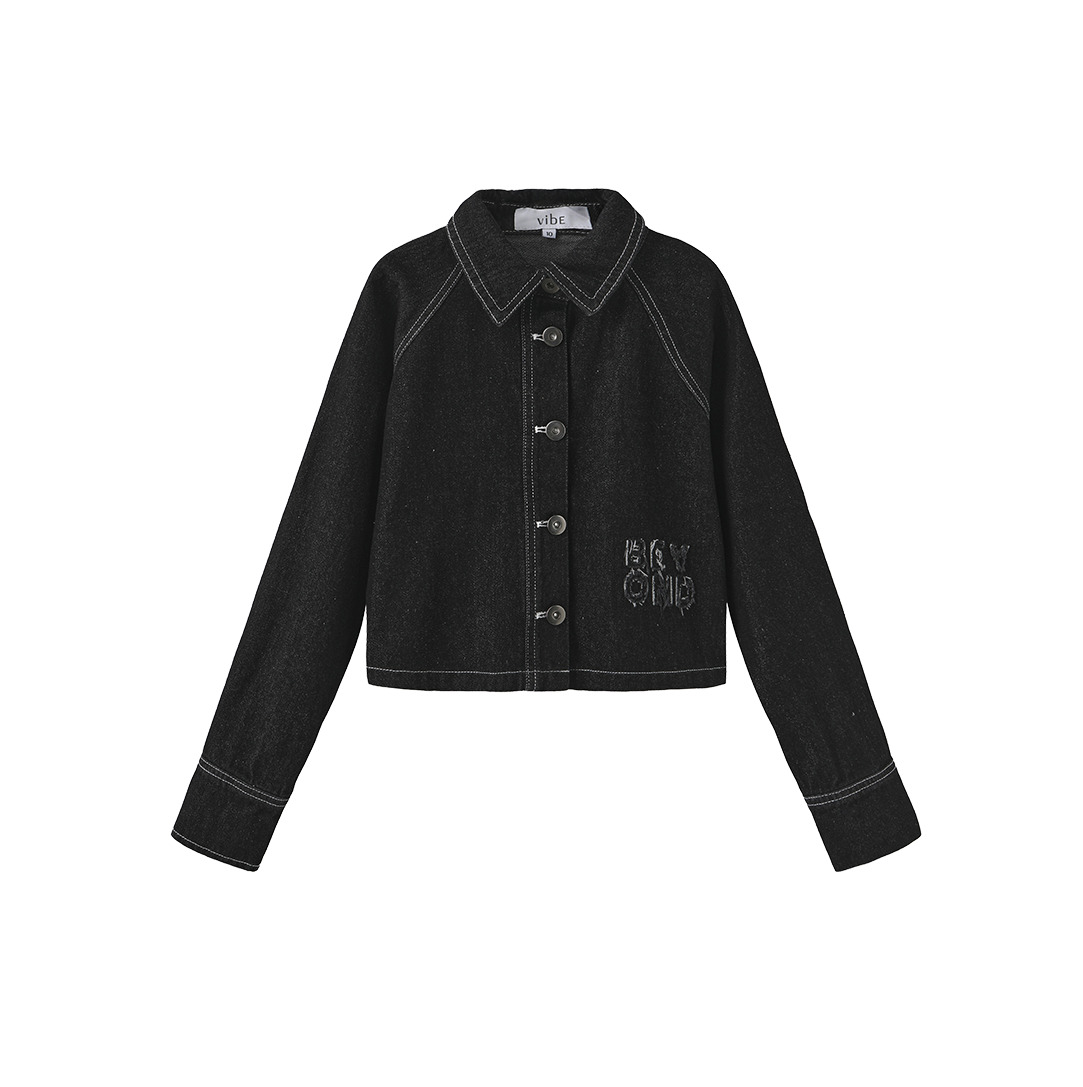 VIBE BLACK DENIM LAYER RAW EDGE SHIRT