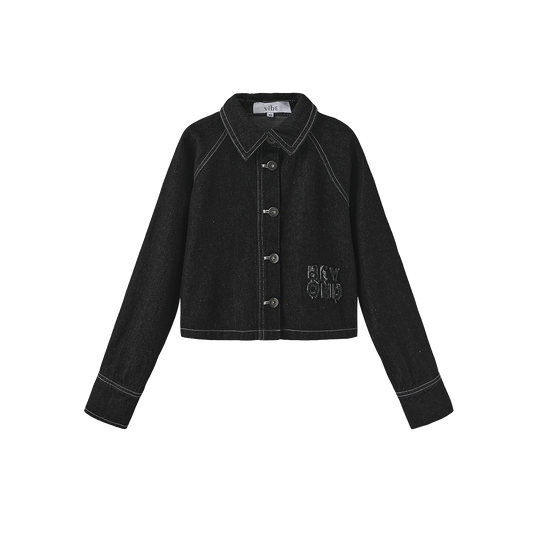 VIBE BLACK DENIM LAYER RAW EDGE SHIRT