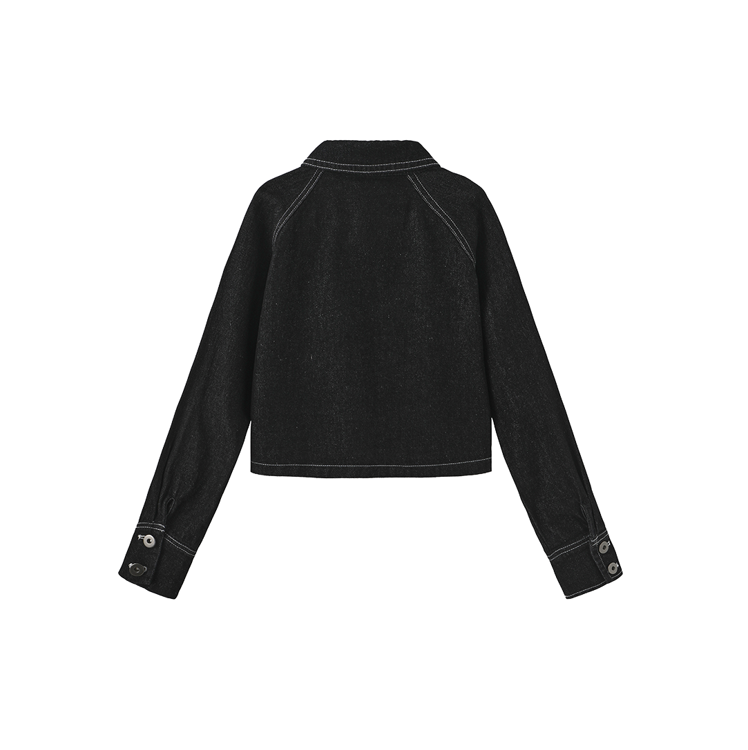 VIBE BLACK DENIM LAYER RAW EDGE SHIRT