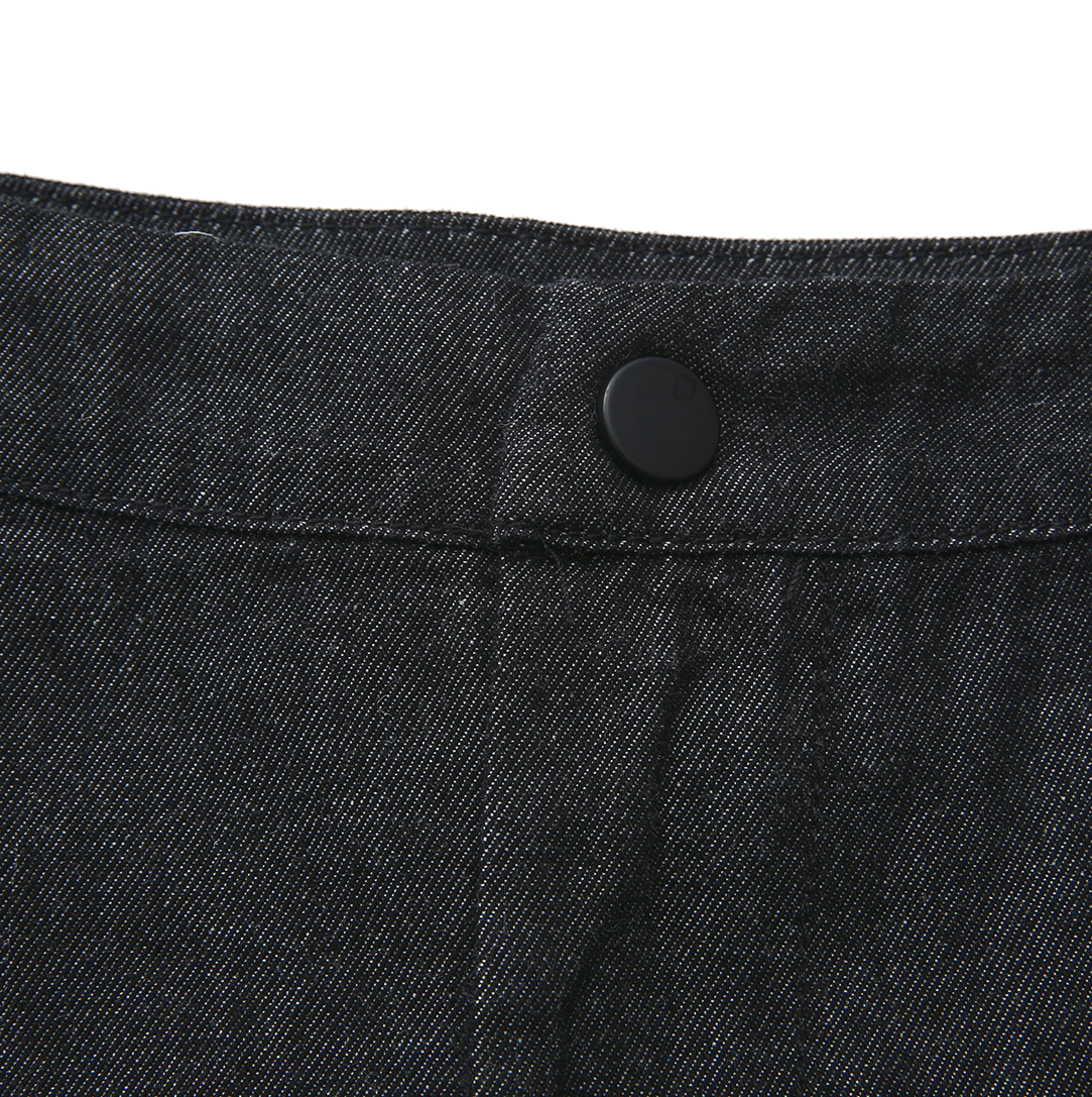 VIBE BLACK DENIM CARGO CENTER PLEAT SKIRT