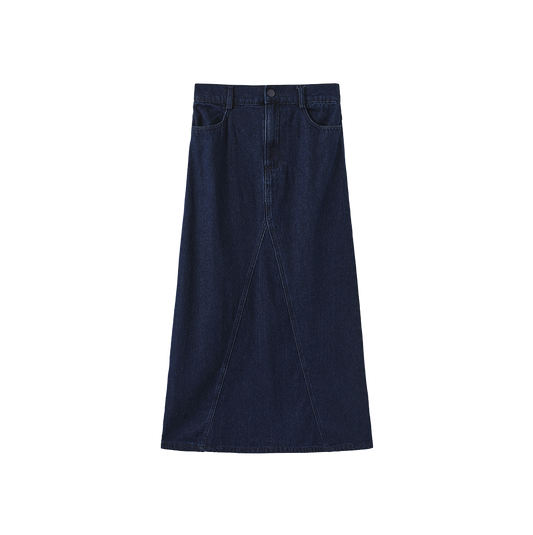 VIBE BLUE DENIM SEAM FLYFRONT SKIRT
