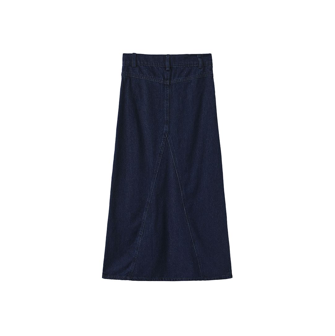 VIBE BLUE DENIM SEAM FLYFRONT SKIRT