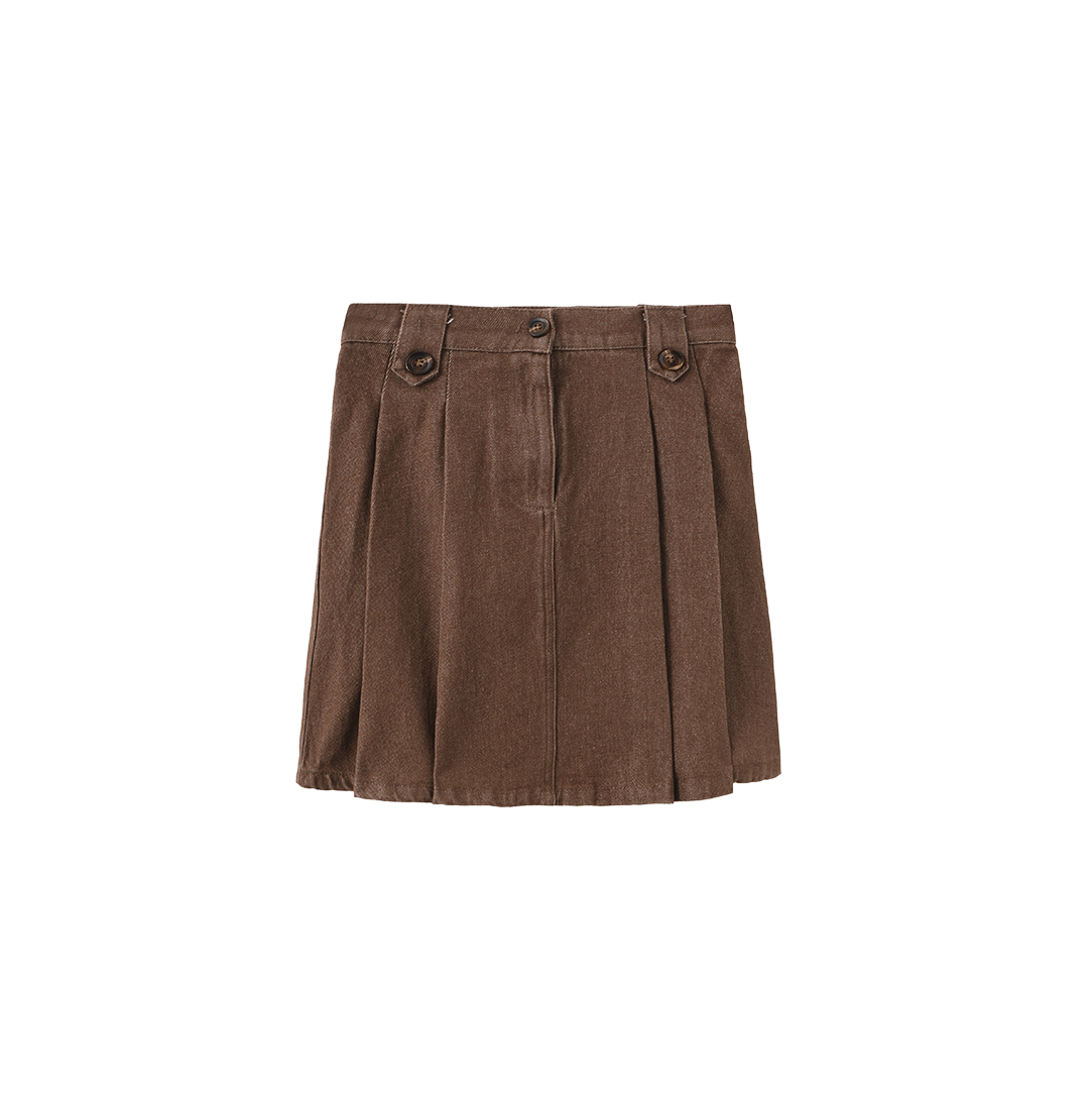 CREATIVE GENIUS BROWN DENIM SKIRT