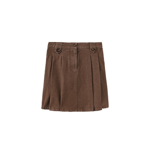 CREATIVE GENIUS BROWN DENIM SKIRT