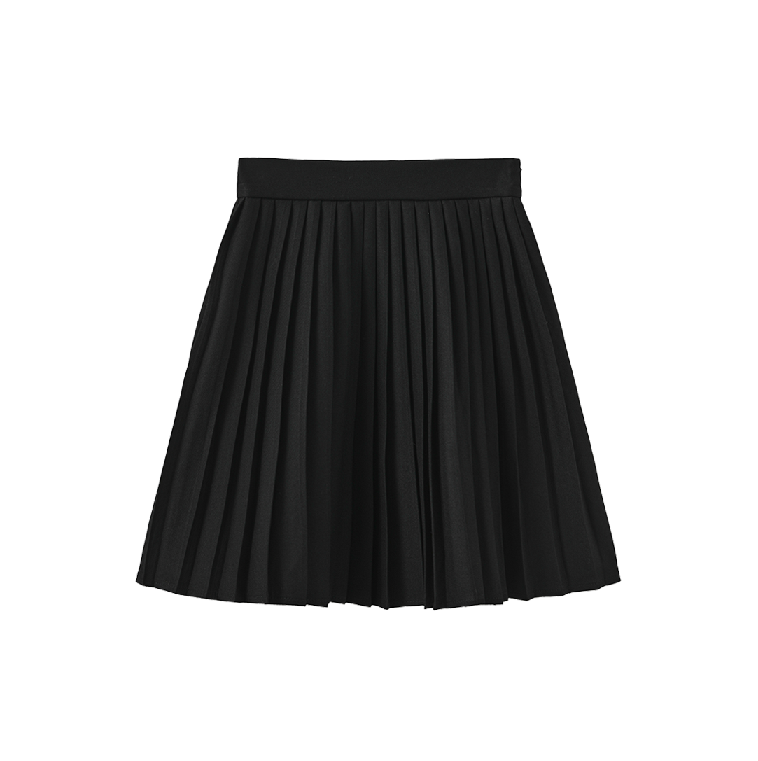 PAPILLON BLACK WOOL PLEAT SKIRT