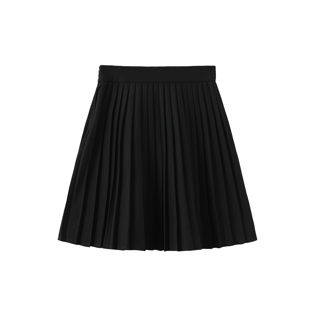 PAPILLON BLACK WOOL PLEAT SKIRT