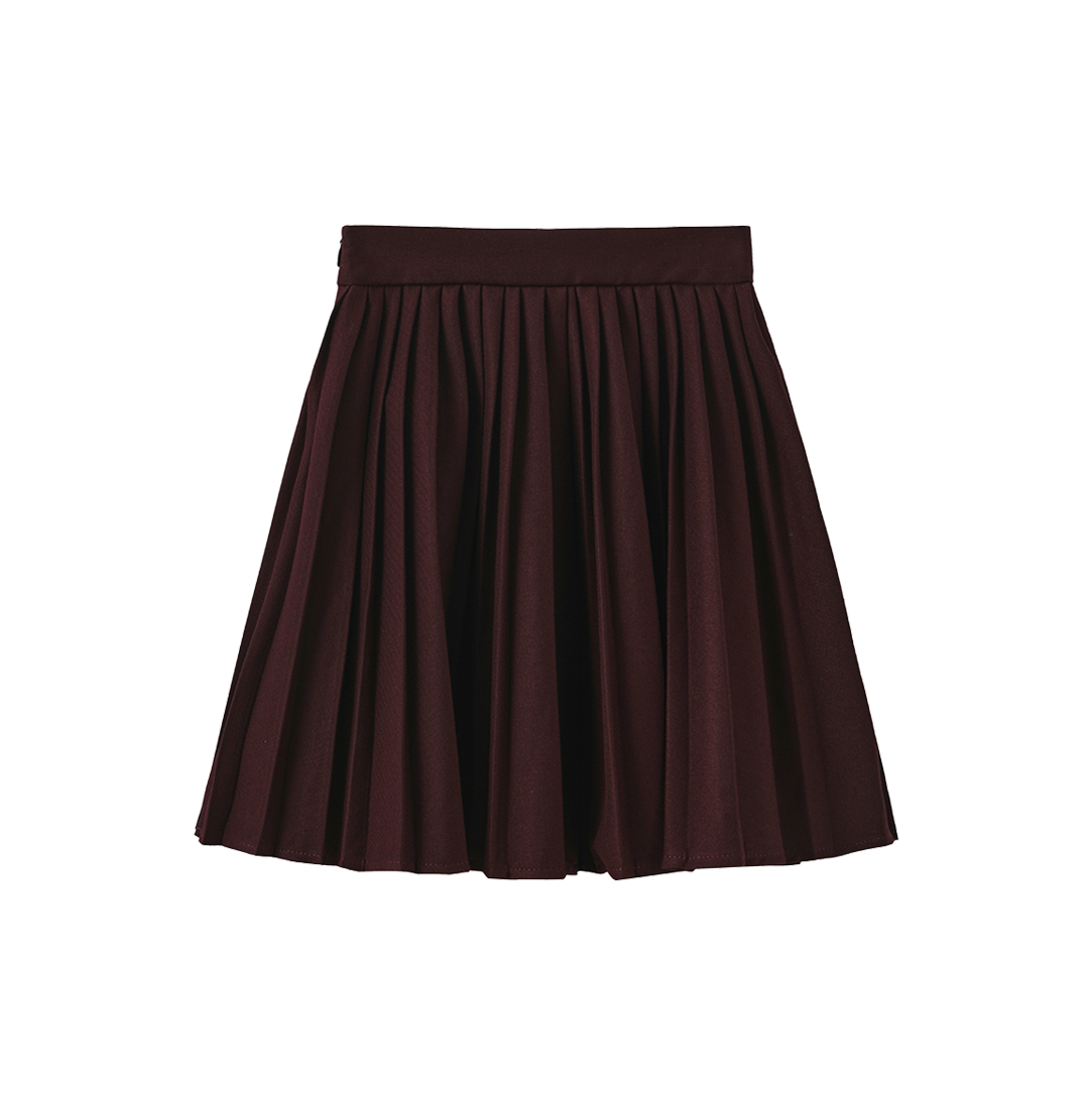 PAPILLON WINE WOOL PLEAT SKIRT