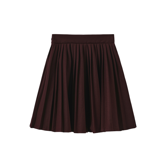 PAPILLON WINE WOOL PLEAT SKIRT