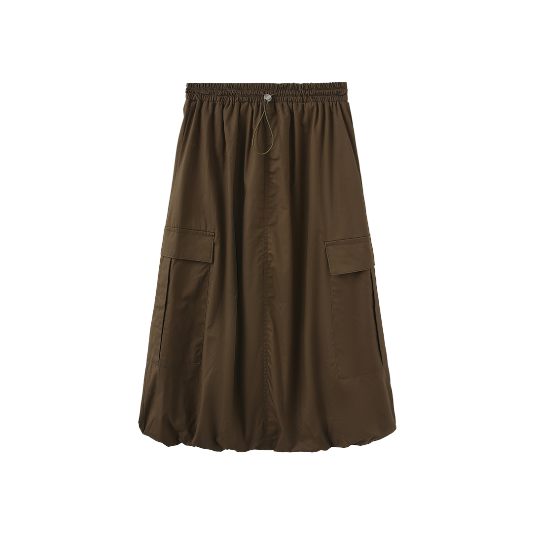 VIBE GREEN BUBBLE HEM POCKET SKIRT