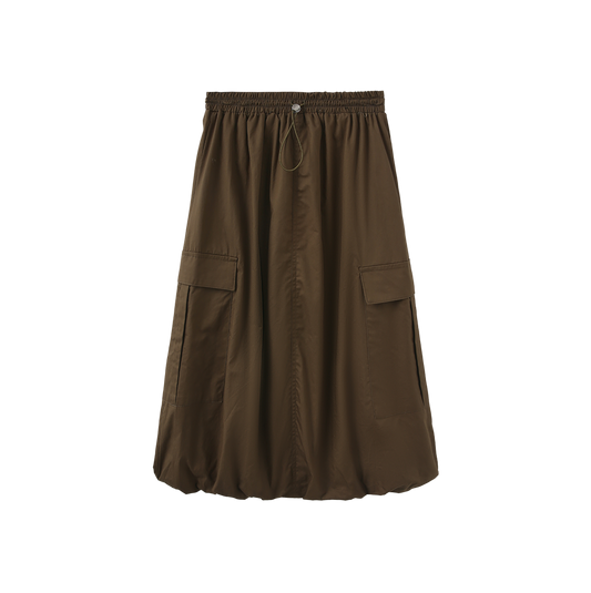 VIBE GREEN BUBBLE HEM POCKET SKIRT
