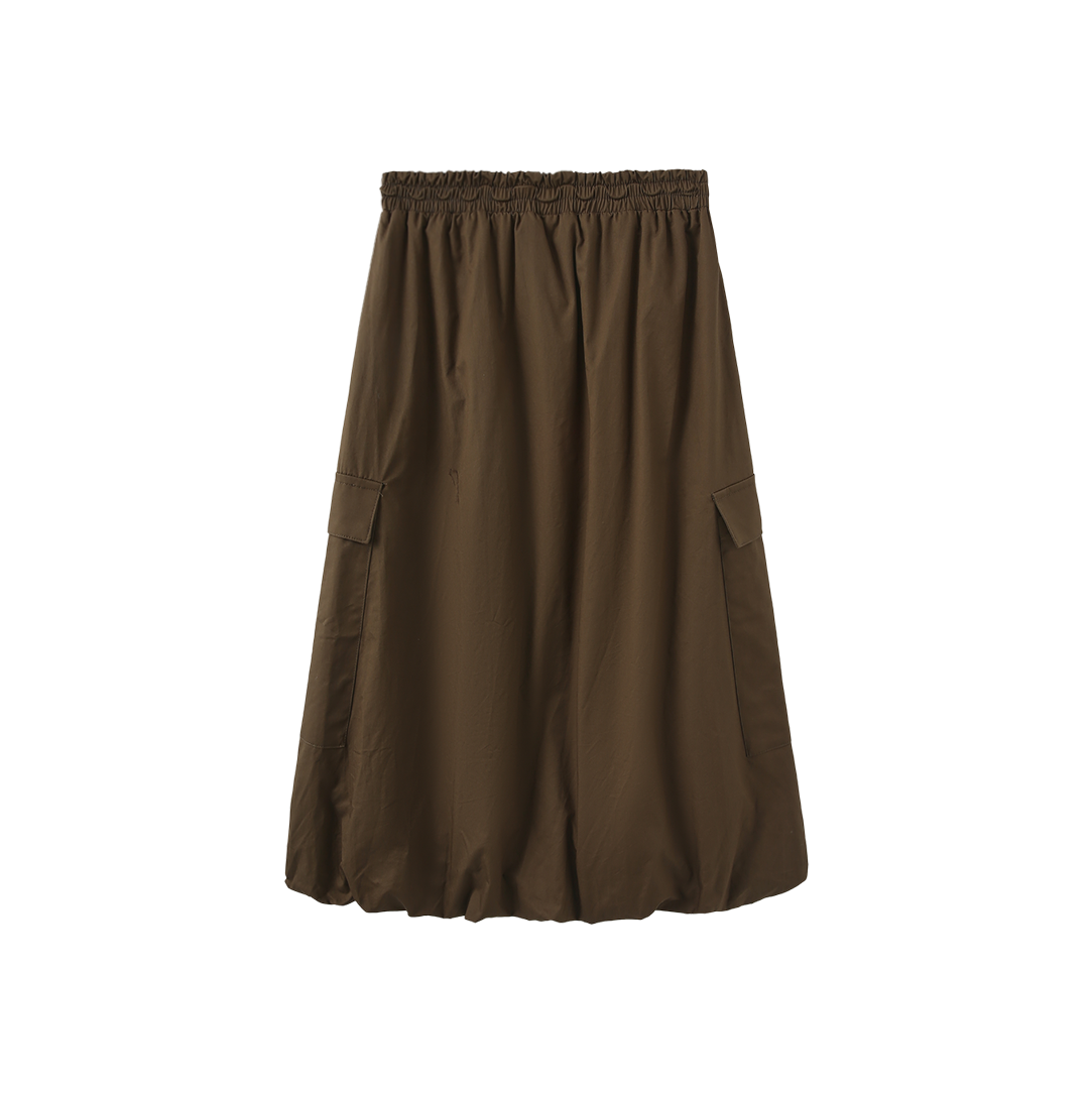 VIBE GREEN BUBBLE HEM POCKET SKIRT