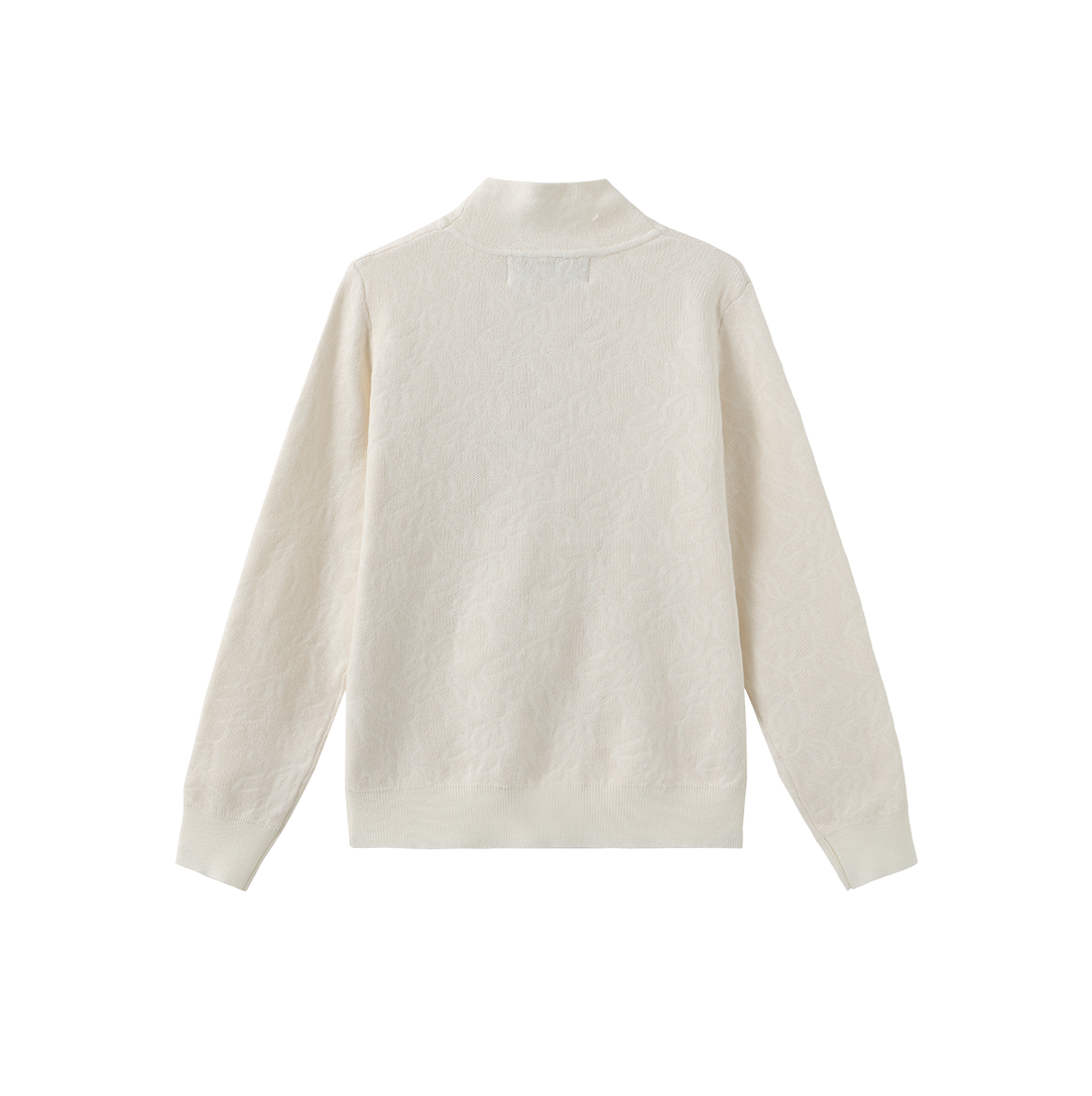 TUSTELLO CREAM/GREEN KNIT BOW TURTLENECK