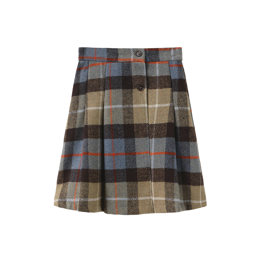 VALEN VEE PLAID BUTTON WRAP SKIRT