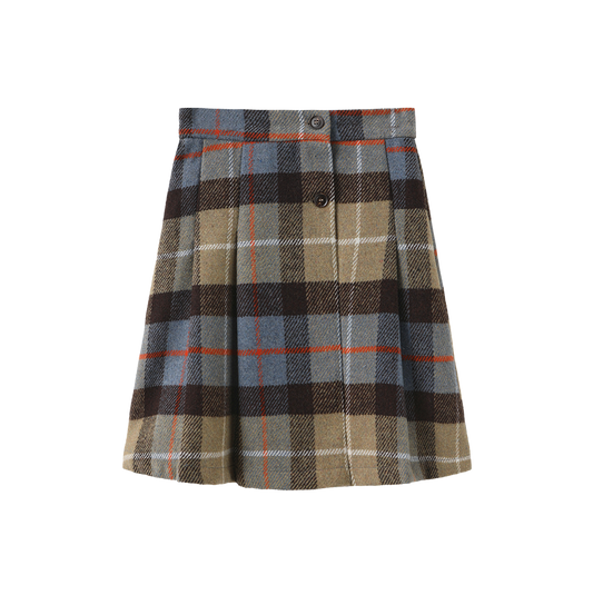 VALEN VEE PLAID BUTTON WRAP SKIRT