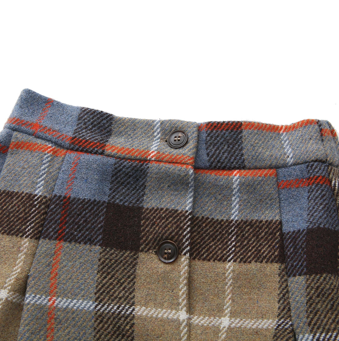 VALEN VEE PLAID BUTTON WRAP SKIRT