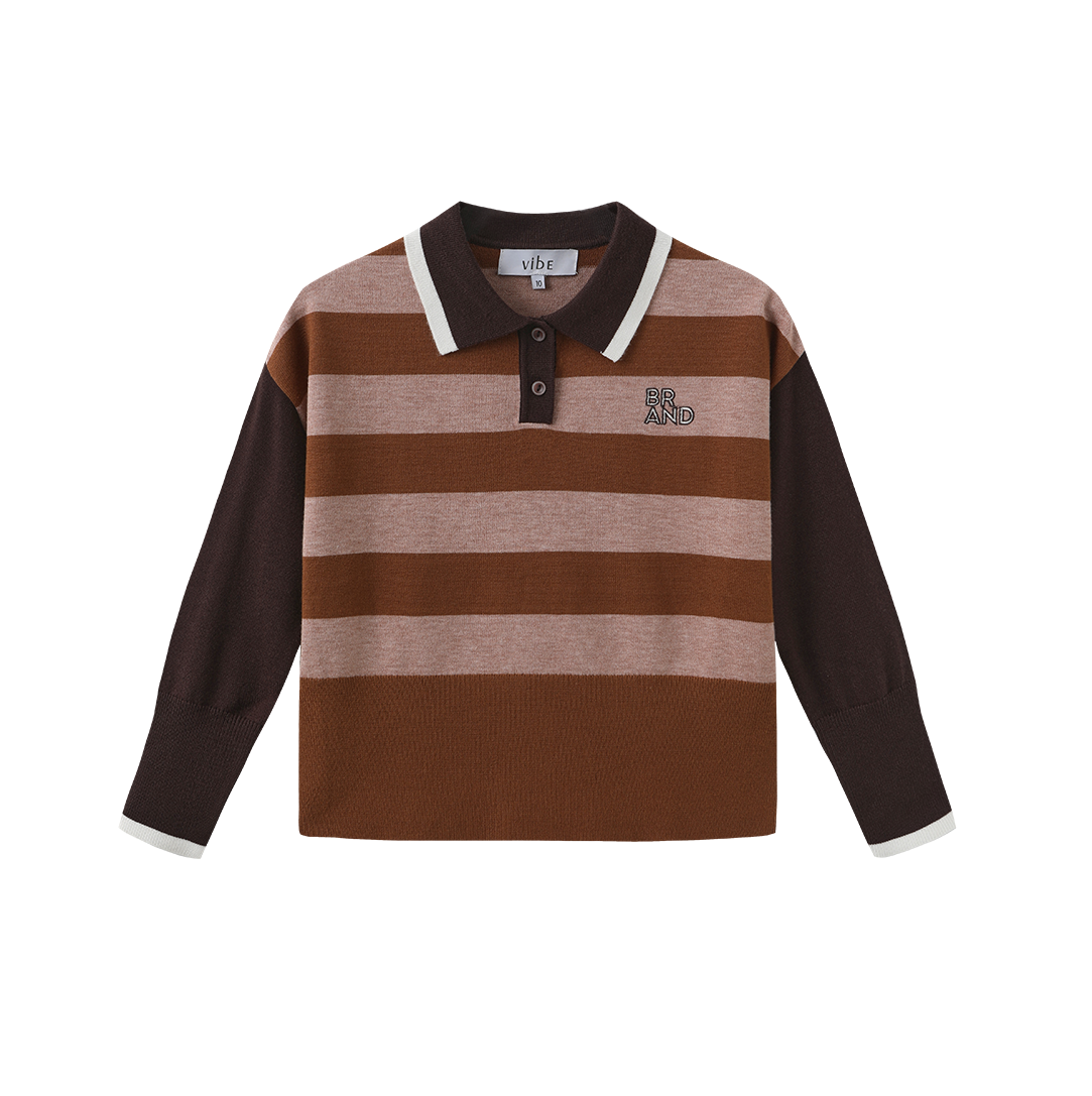 VIBE BROWN WIDE STRIPE SWEATER