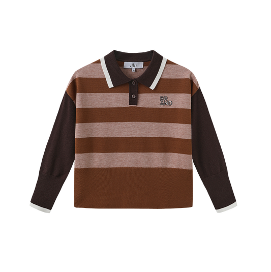VIBE BROWN WIDE STRIPE SWEATER