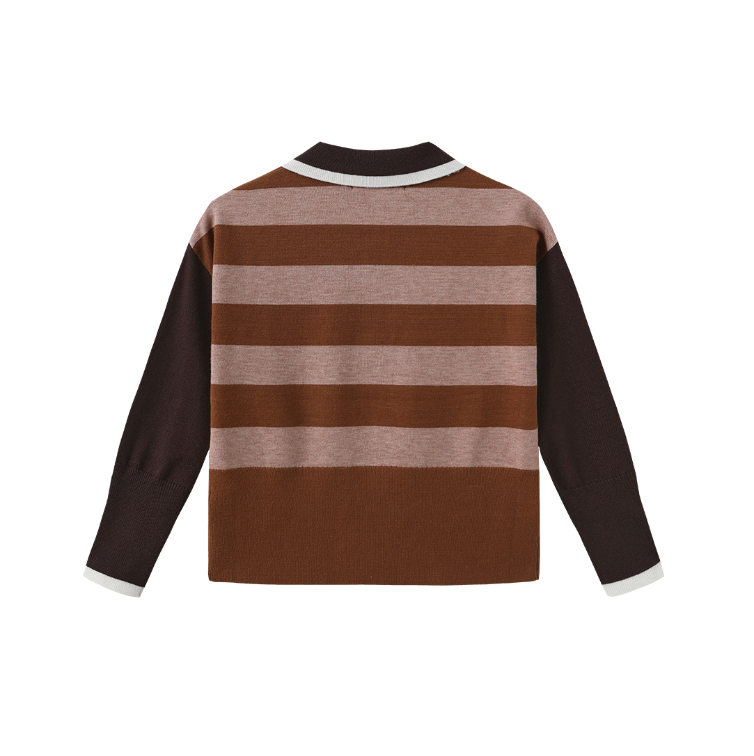 VIBE BROWN WIDE STRIPE SWEATER