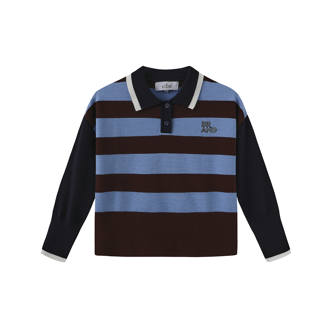 VIBE BLUE WIDE STRIPE SWEATER