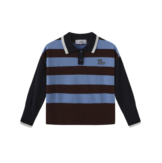 VIBE BLUE WIDE STRIPE SWEATER