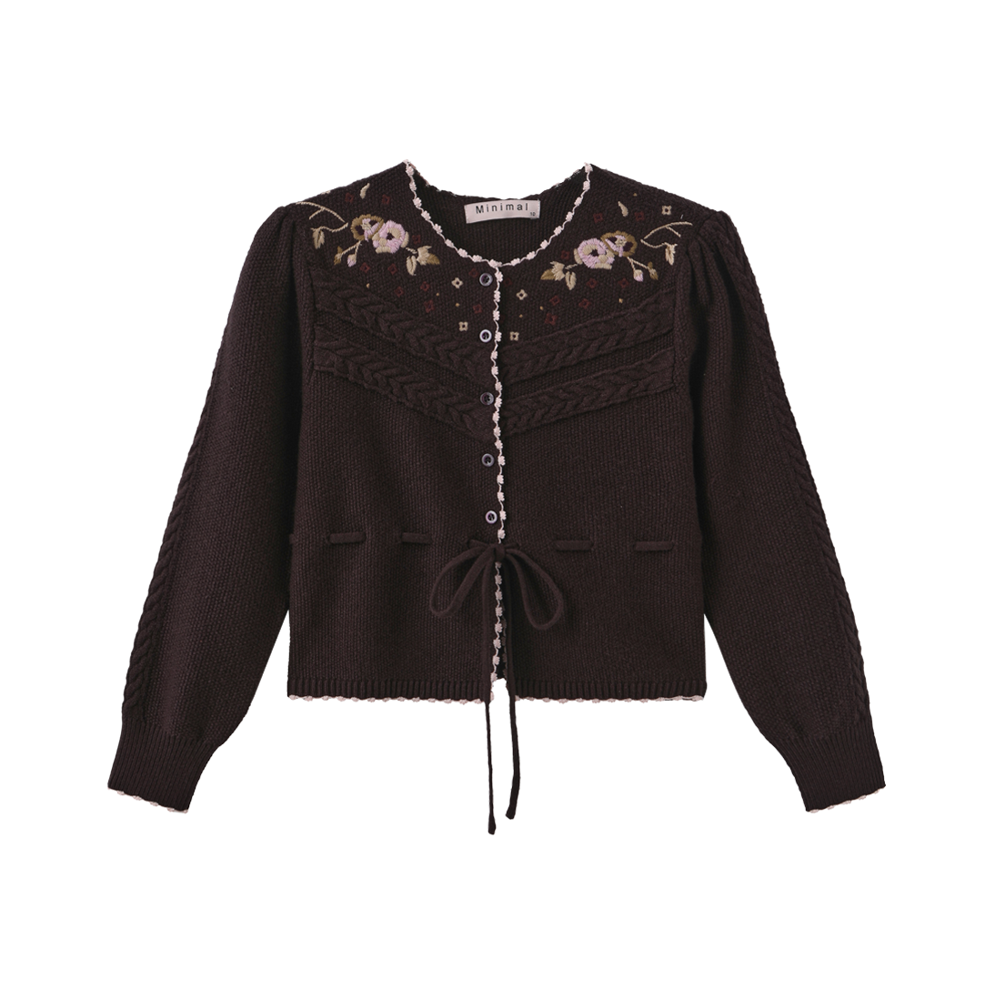 MINIMAL WINE EMBROIDERED KNIT CARDIGAN/DRESS SET