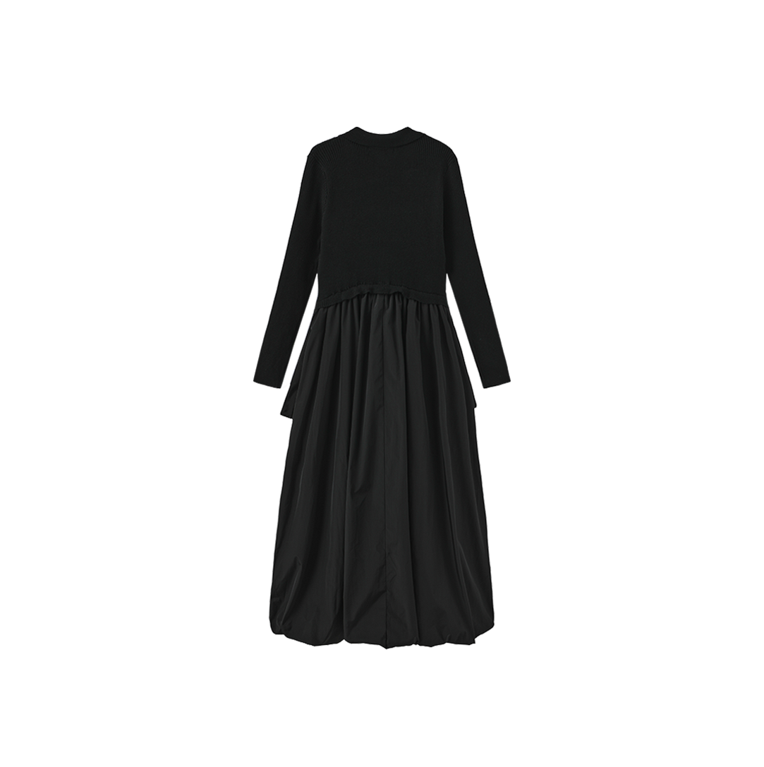 MINIMAL BLACK KNIT COLLAR BUBBLE DRESS