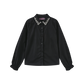 MALLORY AND MERLOT BLACK BEADED COLLAR TRIM BLOUSE