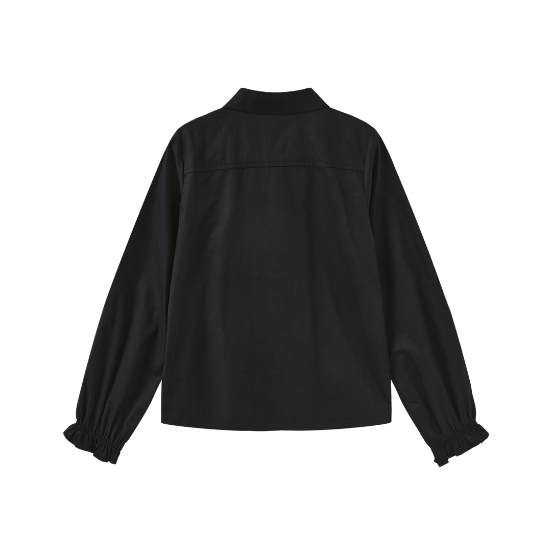 MALLORY AND MERLOT BLACK BEADED COLLAR TRIM BLOUSE
