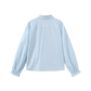 MALLORY AND MERLOT LIGHT BLUE BEADED COLLAR TRIM BLOUSE