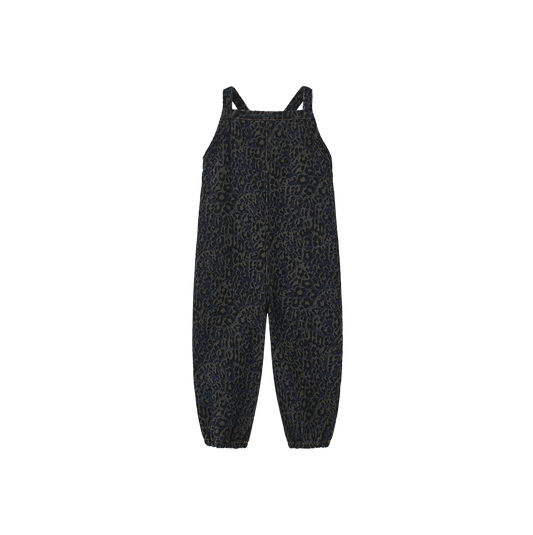 PHIL AND PHOEBE BLUE LEOPARD DENIM OVERALLS