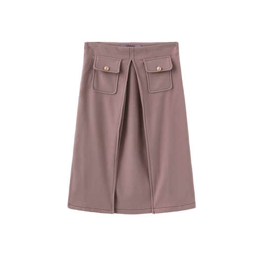 MALLORY AND MERLOT DUSTY PINK WOOL STITCH POCKET SKIRT