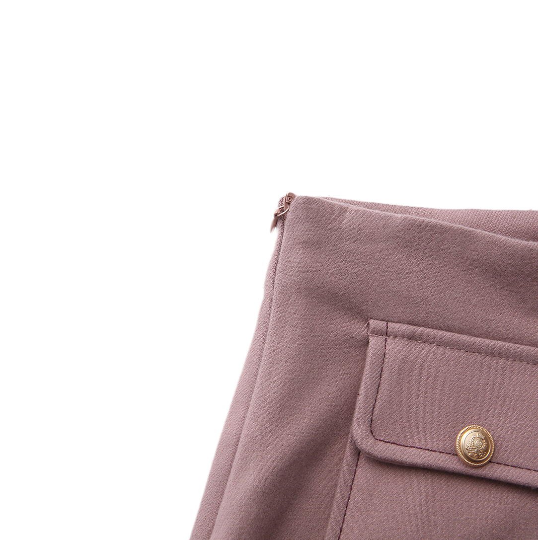 MALLORY AND MERLOT DUSTY PINK WOOL STITCH POCKET SKIRT