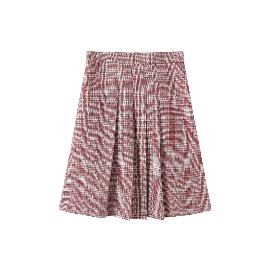 TUSTELLO DEEP PINK HOUNDSTOOTH PLEAT SKIRT