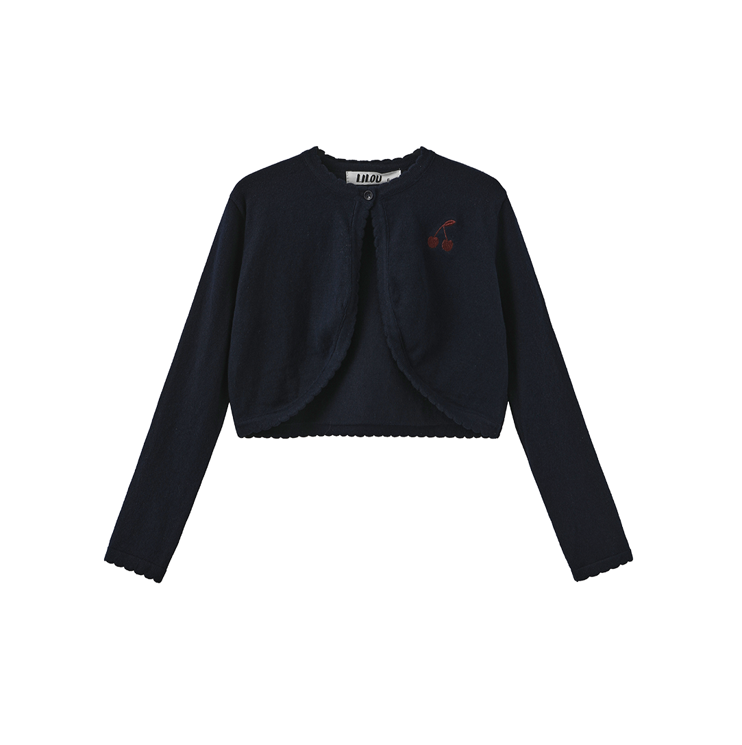 LILOU NAVY SCALLOP SHRUG/ROBE SET