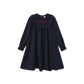 PAPILLON NAVY WOOL EMBROIDERED BIB DRESS