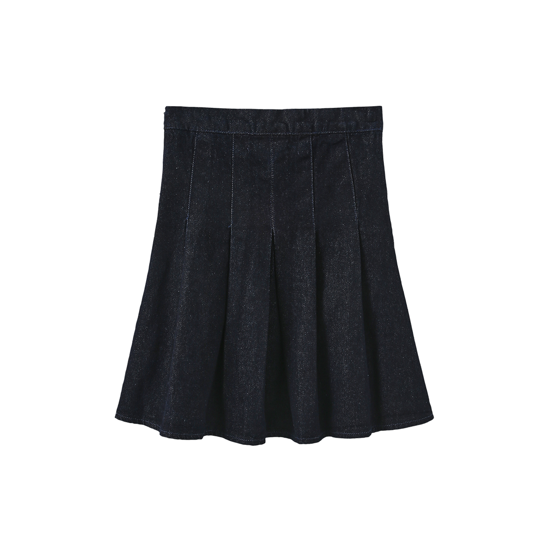 PHIL AND PHOEBE DENIM SHERPA BEAR PATCH SKIRT