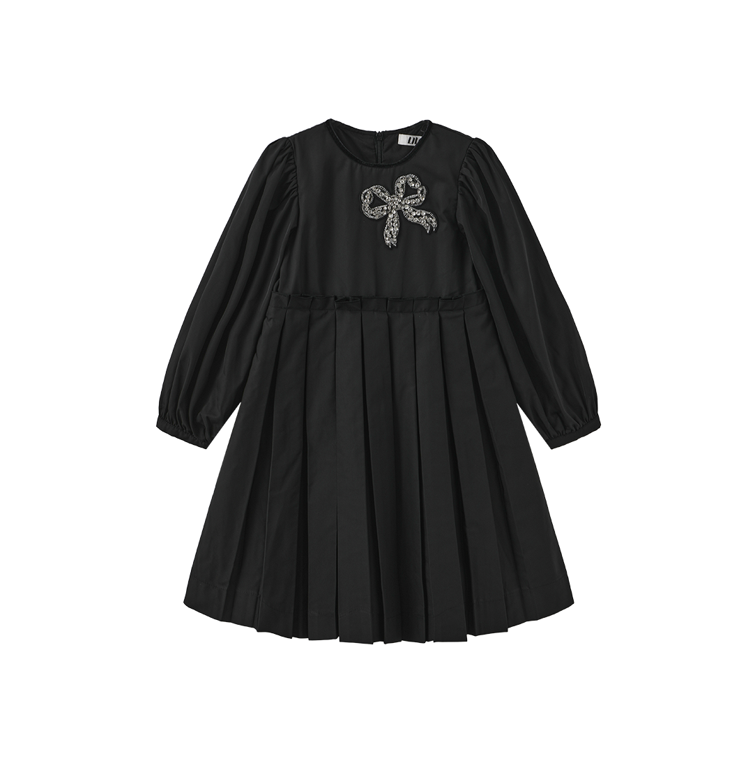 LILOU BLACK GEM STONE TAFFETA DRESS