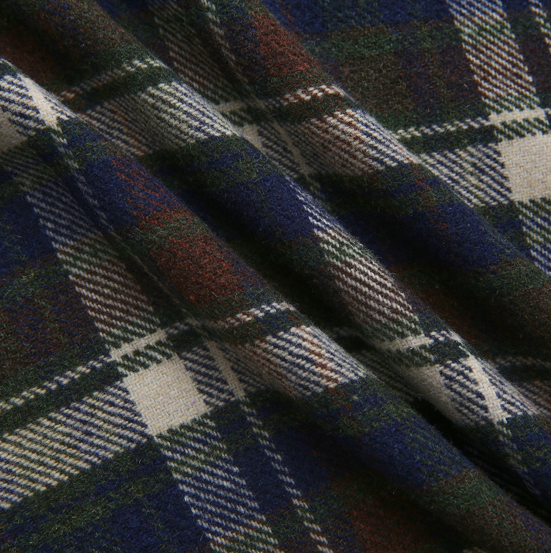 TUSTELLO GREEN WOOL PLAID MIDI SKIRT