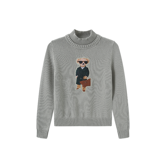 N+A GREY PATCH DETAIL SWEATER