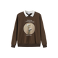 VIBE BROWN SMALL COLLAR GRAPHIC SWEATSHIRT