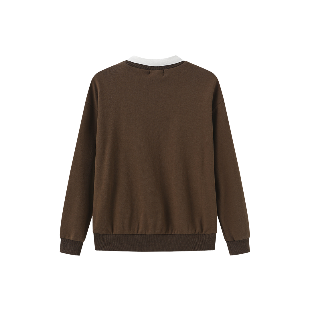 VIBE BROWN SMALL COLLAR GRAPHIC SWEATSHIRT