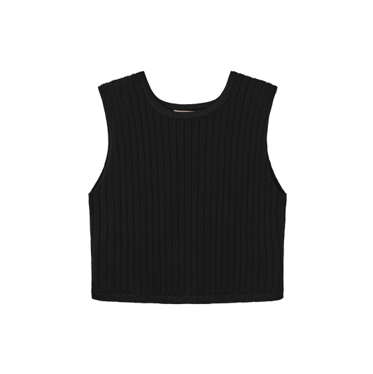 TUSTELLO BLACK KNIT RIBBED TRIM VEST