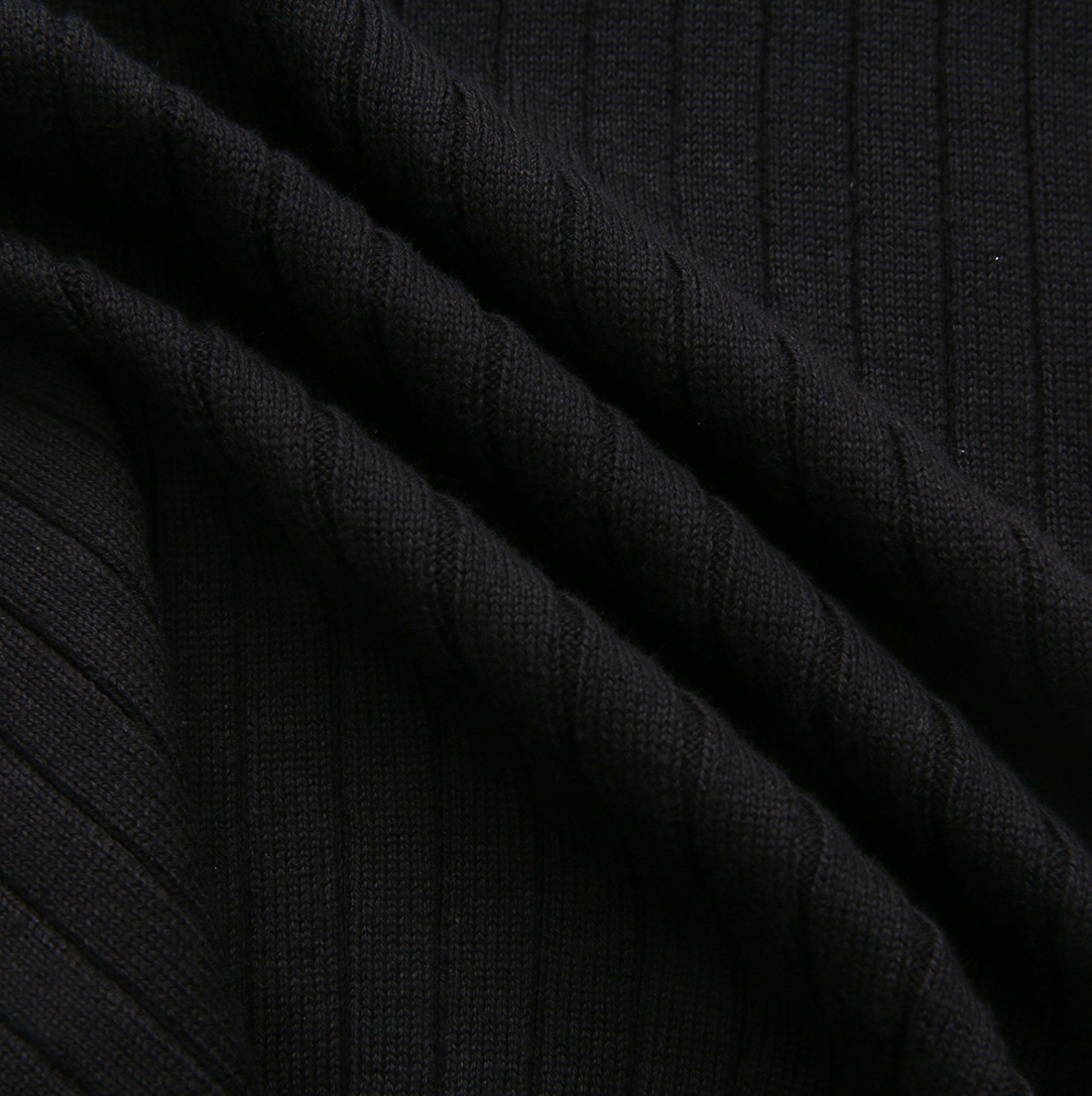 TUSTELLO BLACK KNIT RIBBED TRIM VEST